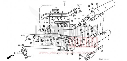 SILENCIEUX D'ECHAPPEMENT (VT1100CS/CT) VT1100CS de 1995
